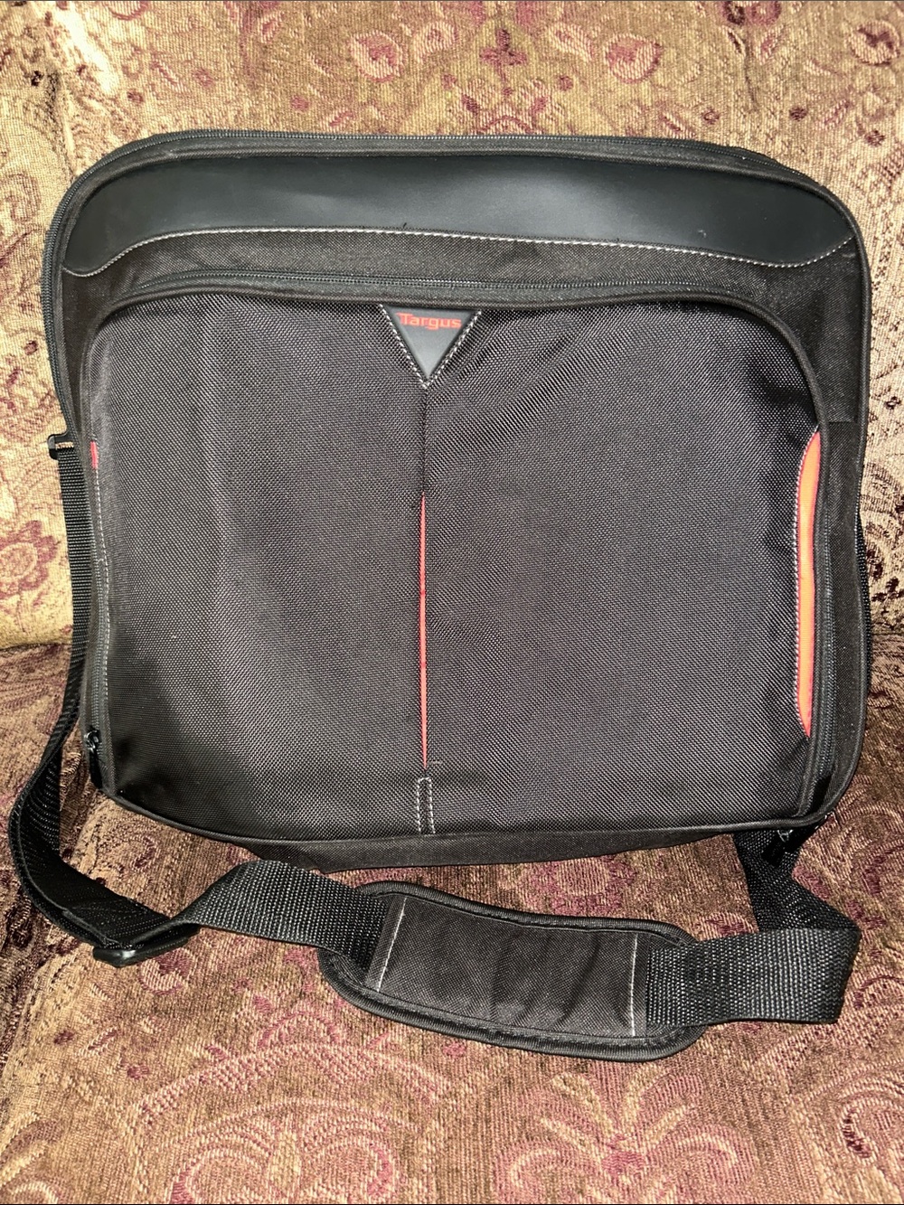 Targus Black Laptop Messenger Bag with Red Accents